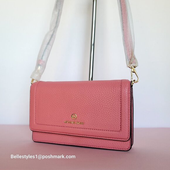 MICHAEL KORS Jet Set Charm Small Phone Pebbled Leather Crossbody- Tea Rose⭐ - Picture 4 of 16